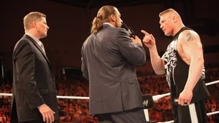 Brock Lesnar attacks Triple H Raw April 30 2012 [upl. by Utas]