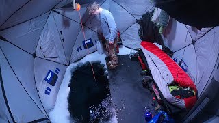 Ice Camping with a Giant Hole Sight Fishing Trout [upl. by Azar]