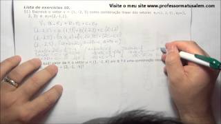 Álgebra Linear  2  6  combinação linear  exerc resol 1 [upl. by Baxie]