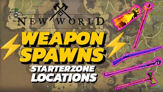 New World  ALL Starter WEAPON Locations  MB  WW [upl. by Tindall]