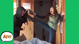 So SCARED She Actually KICKED Him 😂  Funniest Pranks  AFV 2021 [upl. by Elvie]