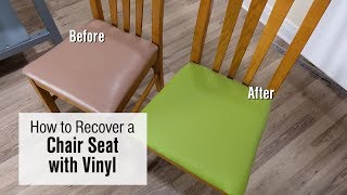 How to Recover a Chair Seat with Faux Leather  Vinyl Fabric [upl. by Gabby]