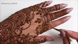 Intricate back hand Eid Mehndi Design  Doing my own henna for Eid 2020 [upl. by Anaerda]