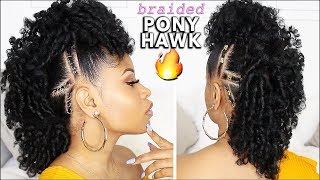 EASY amp DEFINED CURLY BRAIDED MOHAWK ⇢ natural hair tutorial [upl. by Amadis711]