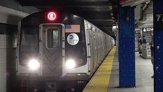 ⁴ᴷ R160 E Trains at 7th Avenue  53rd Street With Grinded Rail [upl. by Lyndy]