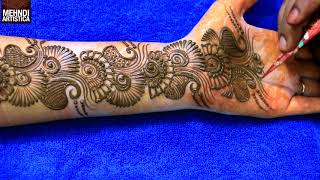 Learn Easiest Henna Mehndi Design  Step by Step Mehendi Designs for Hand  MehndiArtistica 2020 [upl. by Ymaral769]