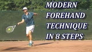 Modern Tennis Forehand Technique In 8 Steps [upl. by Salomie]