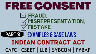 Fraud  Misrepresentation  Mistake  Free Consent  Indian Contract Act  Caselaws  Example [upl. by Netloc]