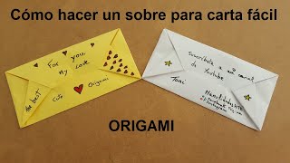 💌  SOBRE  💌 para CARTA FACIL ✅  Origami PASO A PASO [upl. by Ib]