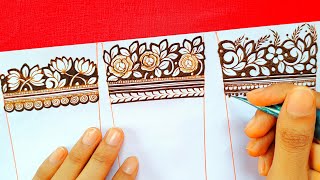 How to 3 Different Bridal Henna Borders  Bridal Henna Start Tutorial by Thouseens Henna [upl. by Anailuig301]