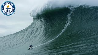 Largest wave surfed  Guinness World Records [upl. by Refinaj]