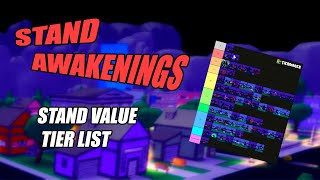 STANDS AWAKENING STAND VALUE TIER LIST [upl. by Ahsac]