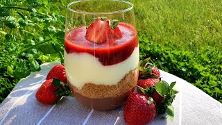 🍨 Pomysł na deser bez pieczenia 🍓 Pyszny deser z budyniem 🍧 Deser z sosem truskawkowym [upl. by Funch]