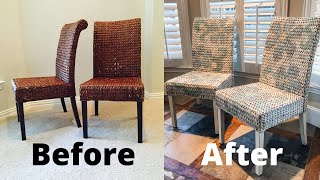 HOW TO UPDATE WICKER FURNITURE Chalk painted furniture makeover [upl. by Naed]