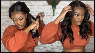 BOMBSHELL FLAT IRON CURLS TUTORIAL  A FEW STYLES [upl. by Fenelia]