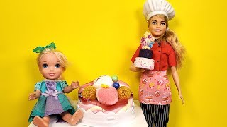 CAKE baking  Elsa and Anna  Barbie  cake shop [upl. by Aimil]