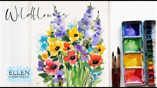 Loose Watercolor FlowersWildflowers  Easy for beginners Step by step tutorial [upl. by Macdonell560]