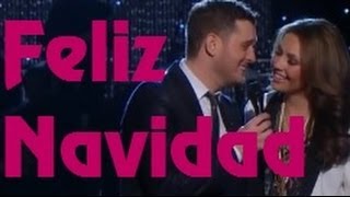 Michael Bublé amp Thalía  Feliz Navidad lyrics [upl. by Kimon]