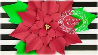 Flor Nochebuena  Flor de Pascua MOLDES GRATIS  Flores Gigantes de papel  Poinsettia paper Flower [upl. by Ocsisnarf]