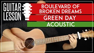 Boulevard Of Broken Dreams Acoustic Guitar Tutorial 🎸 Green Day Guitar Lesson Chords  Solo [upl. by Peters]