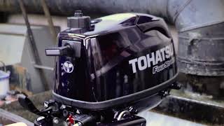 RUNNING A TOHATSU 6HP FOUR STROKE OUTBOARD MOTOR [upl. by Nollaf644]