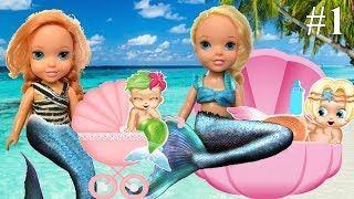 Anna and Elsa Toddlers Merbabies Part 1 Ariel  Mermaids  Toys amp Dolls  Invitation  Elsia Annia [upl. by Emlen199]