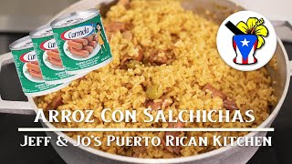 How to make Arroz con Salchichas Puerto Rican Rice with Vienna Sausages  Easy Puerto Rican Recipe [upl. by Eelhsa]