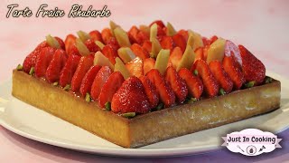 Recette de Tarte Fraise Rhubarbe Amande [upl. by Housum256]