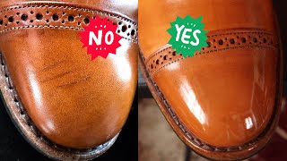 FIXING SCRATCHES IN LEATHERShoe Restoration Tutorial on Allen Edmonds Fifth Avenues [upl. by Schnorr]