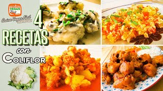 4 recetas con coliflor ¡Deliciosas  Cocina Vegan Fácil [upl. by Newcomer393]