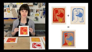 Artist Demonstrating Picasso’s Reduction Linocut Technique [upl. by Sophia]