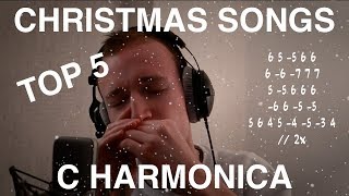 TOP 5 Christmas Songs  C HARMONICA TABS [upl. by Nediarb]