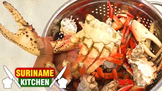 Krab Kraboe Koken In Masala Cooking Crab In Curry Powder Suriname Kitchen [upl. by Ylsel823]