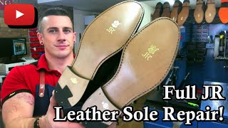 Full Leather Sole Repair  Long Version  JR Deluxe Soles  Churches Shoes  Goodyear welted [upl. by Imar817]