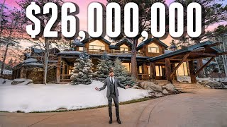 Touring a 25950000 LUXURY Log Cabin MANSION [upl. by Haneeja]