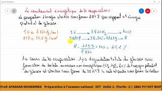 8Bilan énergétique rendement énergétique  Fermentation 2BAC PC  SVT [upl. by Odnanreh]