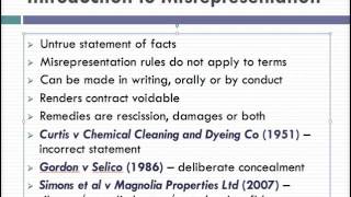 Misrepresentation Lecture 1 of 4 [upl. by Smiga]