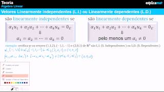 Vetores Linearmente Independentes  Vetores Linearmente Dependentes [upl. by Aitnahc]