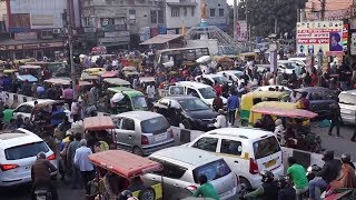 Daily life in India Chaotic Traffic of Old Delhi India [upl. by Ainehs]