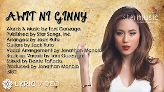 Awit Ni Ginny  Toni Gonzaga Lyrics [upl. by Hpseoj]