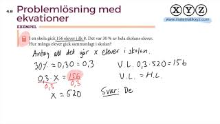 Y 48 Problemlösning med ekvation [upl. by Yonah]