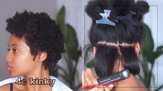 SILK PRESS on 4C twa NATURAL HAIR at home blowoutflat iron J Mayo [upl. by Leber843]